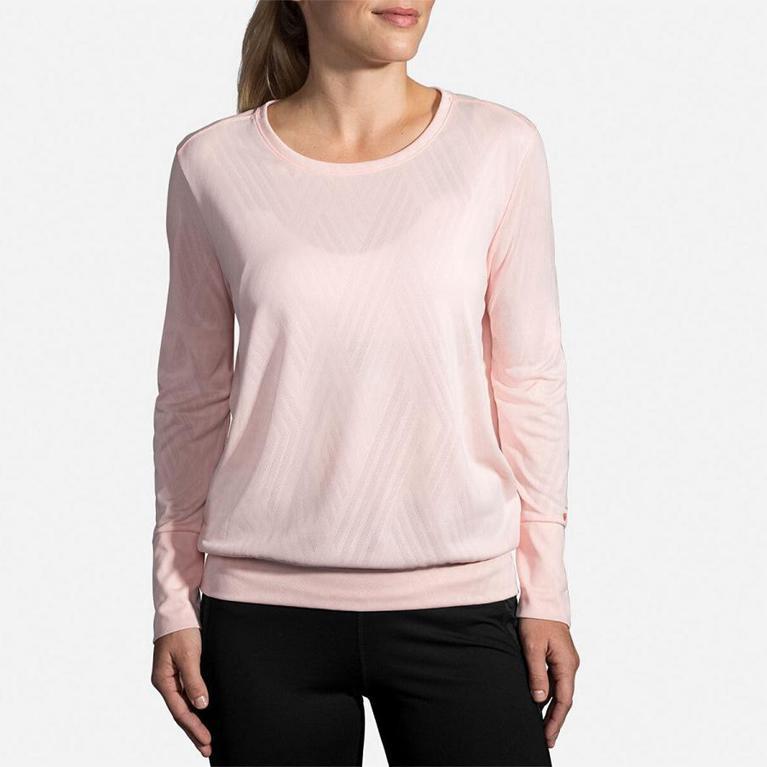 Brooks Array - Womens Long Sleeve Running Shirt - Pink (40738PIZX)